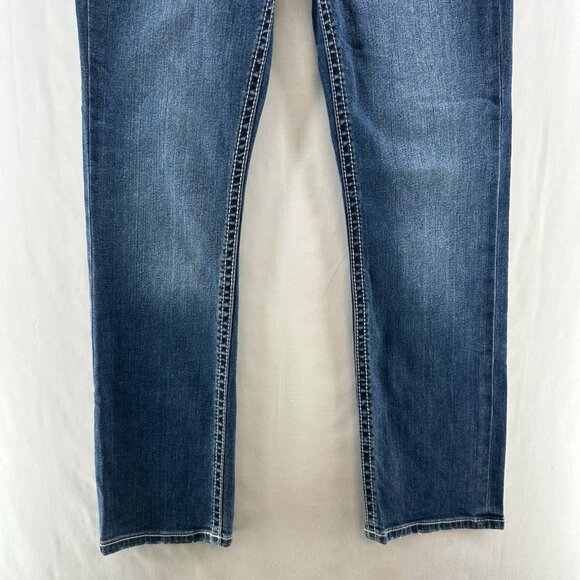Fleur by Miss Me Jeans Size 29/8 Straight Wing Faux Flap Pocket Denim Blue - Picture 4 of 12